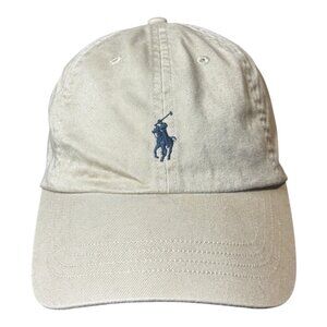 Vintage Ralph Lauren Polo Hat Baseball Cap Unisex Adjustable Strap Back Beige